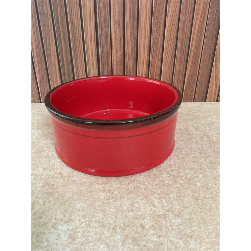 Ceramic Red Pet Dog Cat Christmas 8” Diameter Bowl, Dish.3.5” height